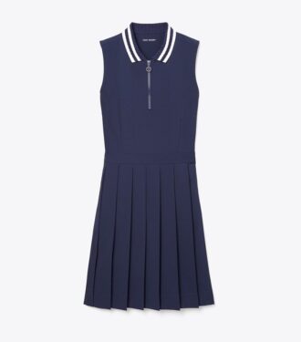 Funktionales Golfkleid mit Plissee-Kragen