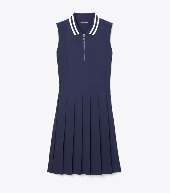 Funktionales Golfkleid mit Plissee-Kragen