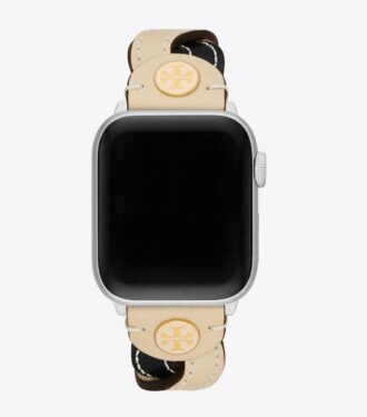 Geflochtenes Armband für Apple Watch®, cremefarbenes/schwarzes Leder, 38 mm – 40 mm Geflochtenes Armband für Apple Watch®, cremefarbenes/schwarzes Leder, 38 mm – 40 mm
