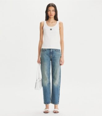 Gerade geschnittene Jeans mit weitem Bein