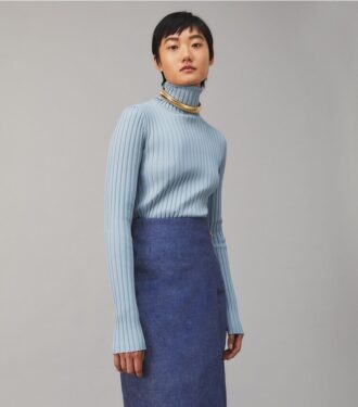 Gerippter Strickrollkragenpullover
