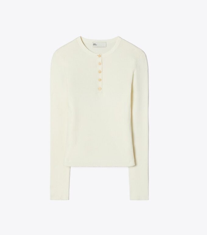 Geripptes Viskose-Henley Geripptes Viskose-Henley