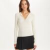 Geripptes Viskose-Henley Geripptes Viskose-Henley
