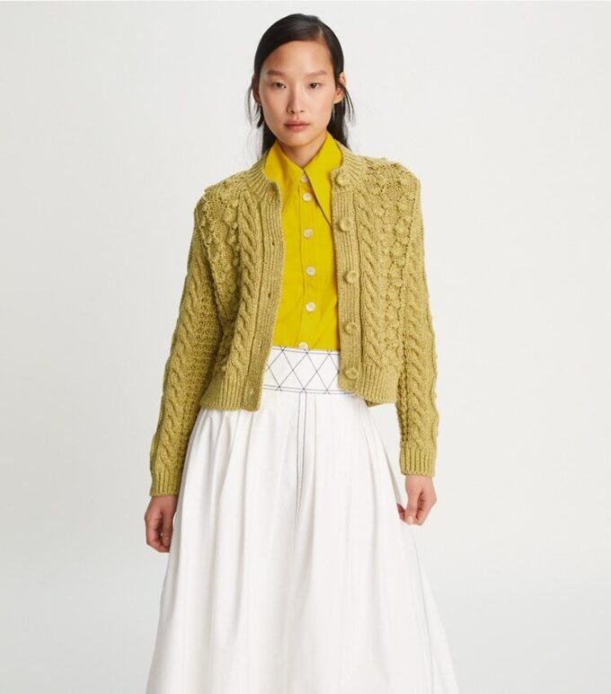 Gestreifter Cardigan mit Rundhalsausschnitt