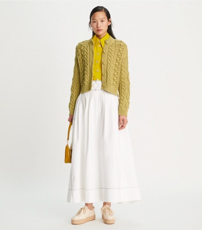 Gestreifter Cardigan mit Rundhalsausschnitt