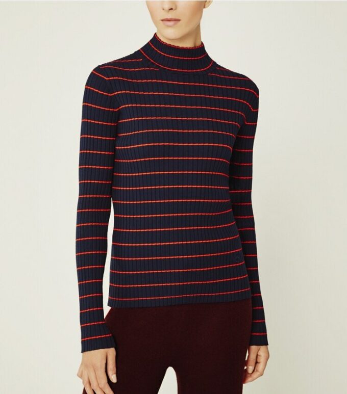 Gestreifter, gerippter Soft Tech-Strickrollkragenpullover