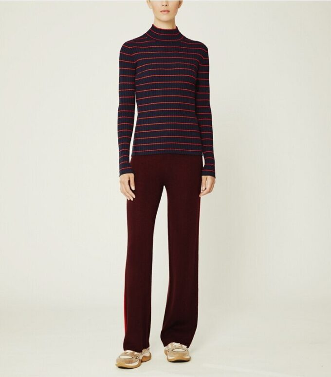 Gestreifter, gerippter Soft Tech-Strickrollkragenpullover