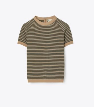 Gestreifter Nylon-Rollkragenpullover