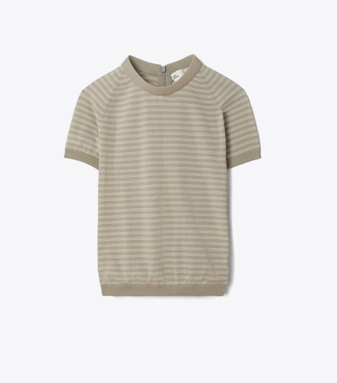 Gestreifter Nylon-Rollkragenpullover Gestreifter Nylon-Rollkragenpullover