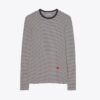 Gestreiftes, leichtes Langarm-T-Shirt mit Rippstrick