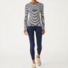 Gestreiftes, leichtes Langarm-T-Shirt mit Rippstrick