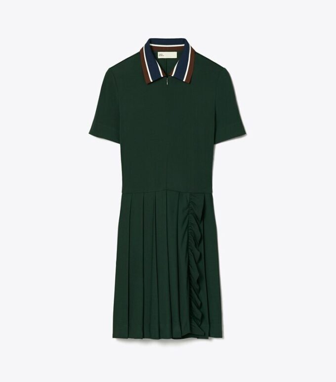 Golfkleid mit Plissee und Reißverschluss vorne