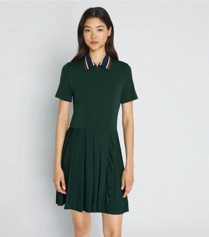 Golfkleid mit Plissee und Reißverschluss vorne