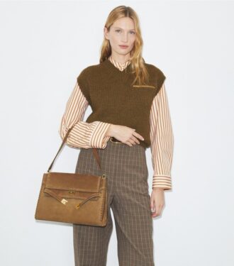 Große Lee Radziwill Schultertasche aus Wildleder