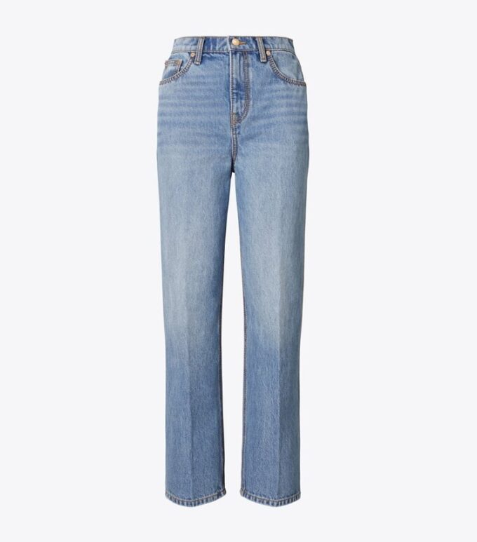 Hoch geschnittene Straight-Jeans