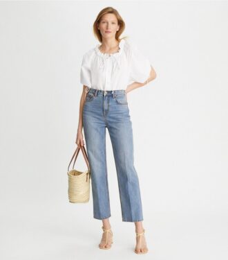 Hoch geschnittene Straight-Jeans Hoch geschnittene Straight-Jeans