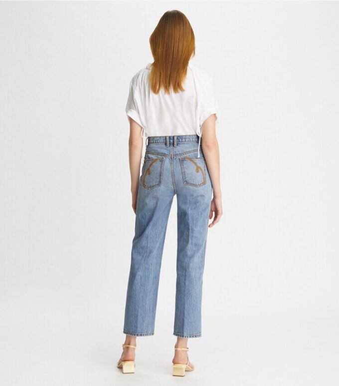 Hoch geschnittene Straight-Jeans