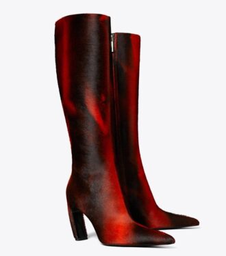 Hohe Stiefel mit Kalbslederprint