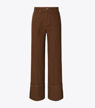 Jeans mit geradem Bein und Umschlag