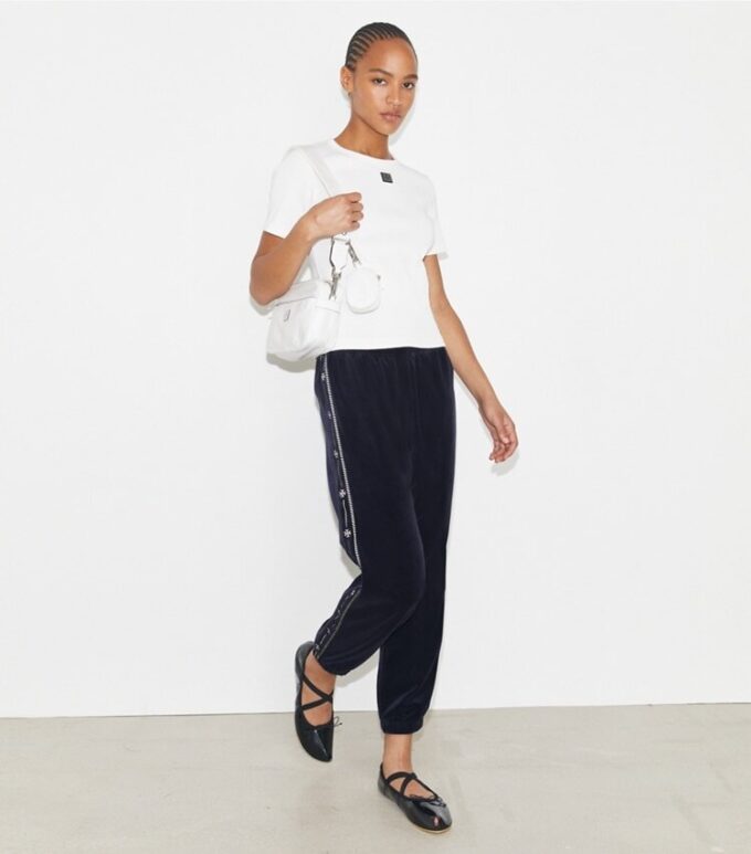 Jogginghose mit T-Logo aus Velours Jogginghose mit T-Logo aus Velours