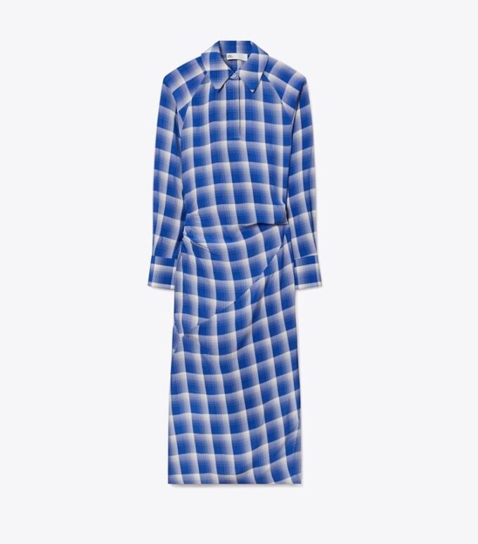 Kariertes Viskose-Hemdkleid Kariertes Viskose-Hemdkleid