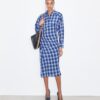 Kariertes Viskose-Hemdkleid Kariertes Viskose-Hemdkleid