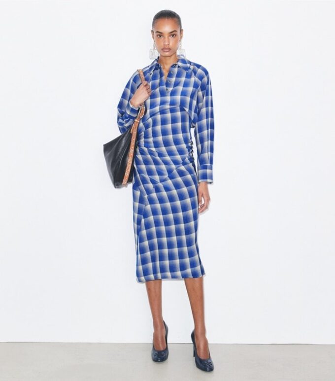 Kariertes Viskose-Hemdkleid Kariertes Viskose-Hemdkleid