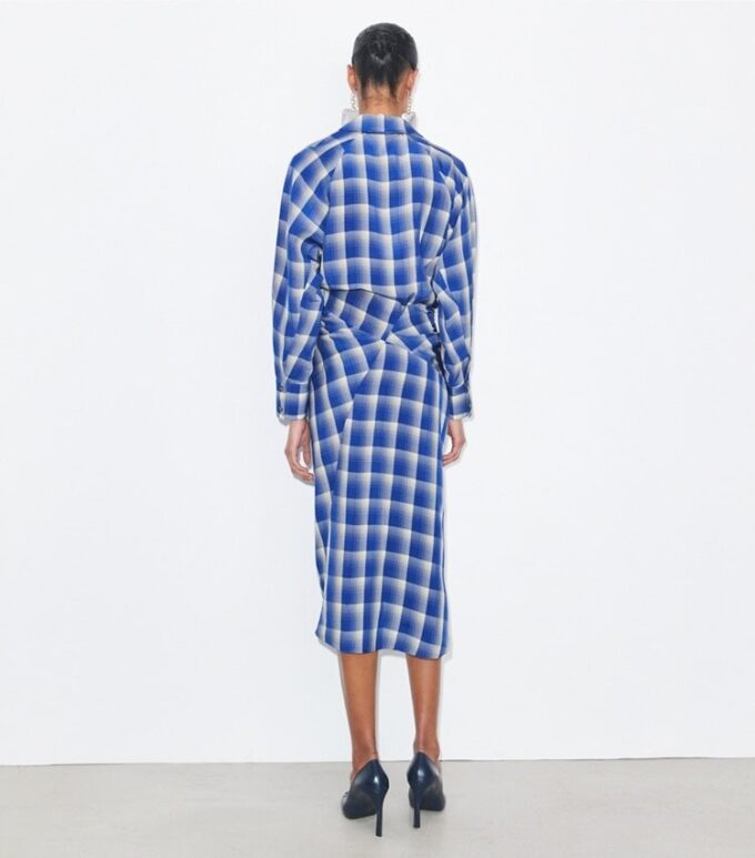 Kariertes Viskose-Hemdkleid Kariertes Viskose-Hemdkleid