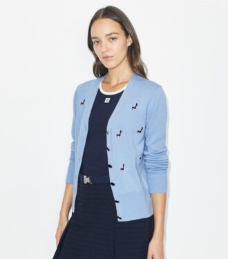 Kaschmir-Strickjacke mit Birdie-Stickerei