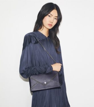 Kette-Umschlagtasche aus glattem Leder