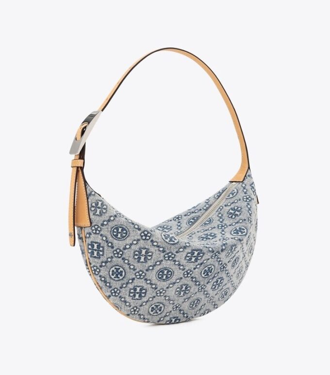 Kleine Ballon-Tasche aus Denim mit T Monogram Kleine Ballon-Tasche aus Denim mit T Monogram