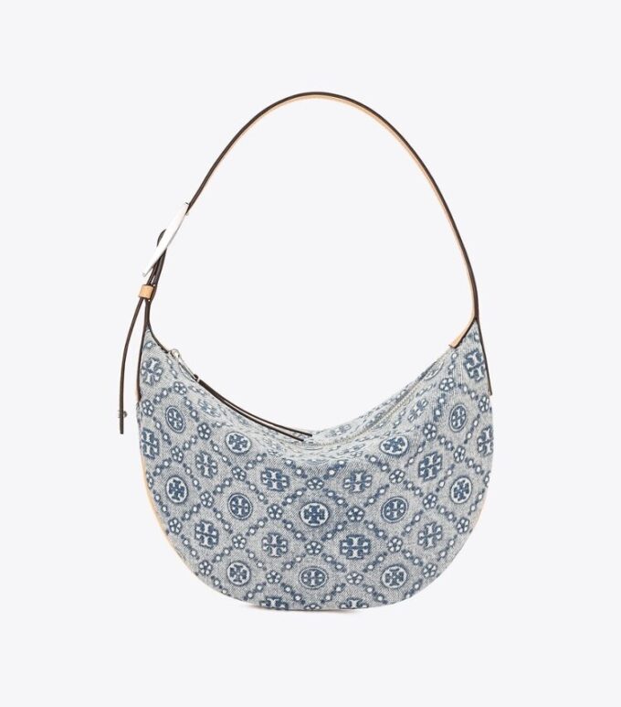 Kleine Ballon-Tasche aus Denim mit T Monogram Kleine Ballon-Tasche aus Denim mit T Monogram
