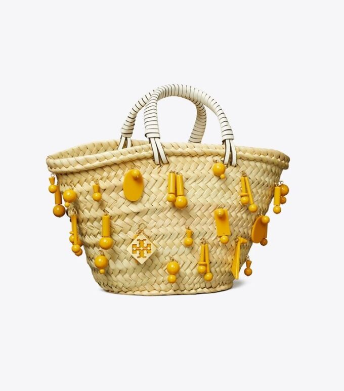 Kleine bestickte Raffia-Tasche Kleine bestickte Raffia-Tasche