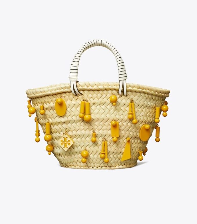 Kleine bestickte Raffia-Tasche Kleine bestickte Raffia-Tasche