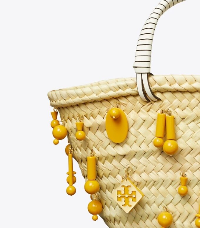 Kleine bestickte Raffia-Tasche Kleine bestickte Raffia-Tasche