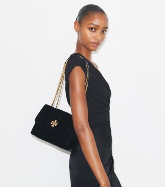 Kleine Kira Diamond Quilt Velvet Pavé Schultertasche