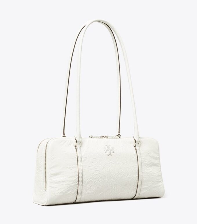 Kleine Satchel aus geknittertem Leder in Marshmallow Kleine Satchel aus geknittertem Leder in Marshmallow
