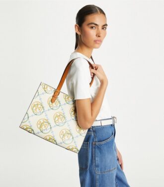 Kleine T Monogram Contrast Embossed Tote