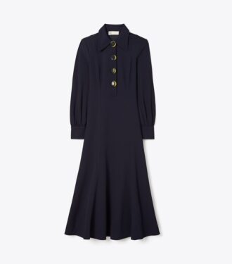Krepp-Hemdkleid mit mehreren Knöpfen