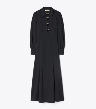 Krepp-Hemdkleid mit mehreren Knöpfen
