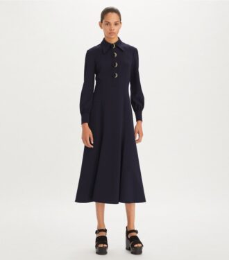 Krepp-Hemdkleid mit mehreren Knöpfen
