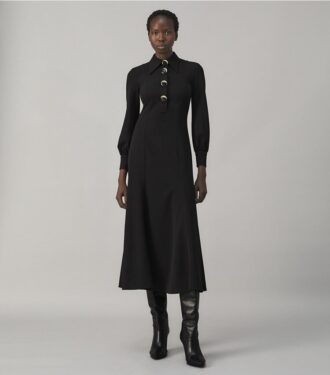 Krepp-Hemdkleid mit mehreren Knöpfen