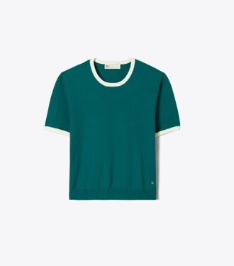 Kurzärmeliger Pullover mit Kontrastbesatz Kurzärmeliger Pullover mit Kontrastbesatz