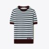 Kurzärmeliger Tennis-Pullover aus Kaschmir mit Streifen Kurzärmeliger Tennis-Pullover aus Kaschmir mit Streifen
