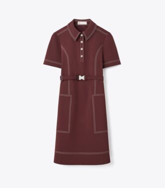 Kurzärmeliges Golfkleid mit Ziernähten