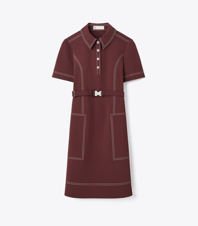 Kurzärmeliges Golfkleid mit Ziernähten Kurzärmeliges Golfkleid mit Ziernähten