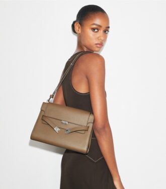 Lee Radziwill Schultertasche mit genarbtem Leder
