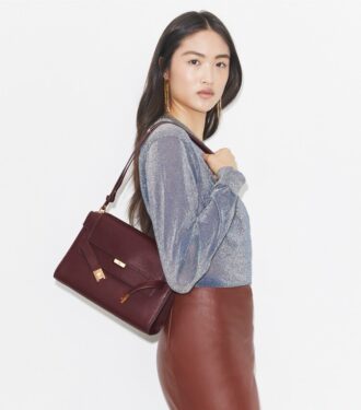 Lee Radziwill Schultertasche mit genarbtem Leder