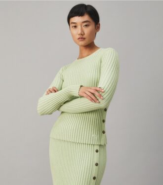 Lurex-Streifen-Pullover mit Rundhalsausschnitt