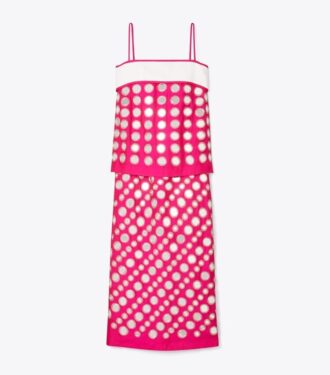 Mehrlagiges, handgefertigtes Kleid mit Spiegelverzierung